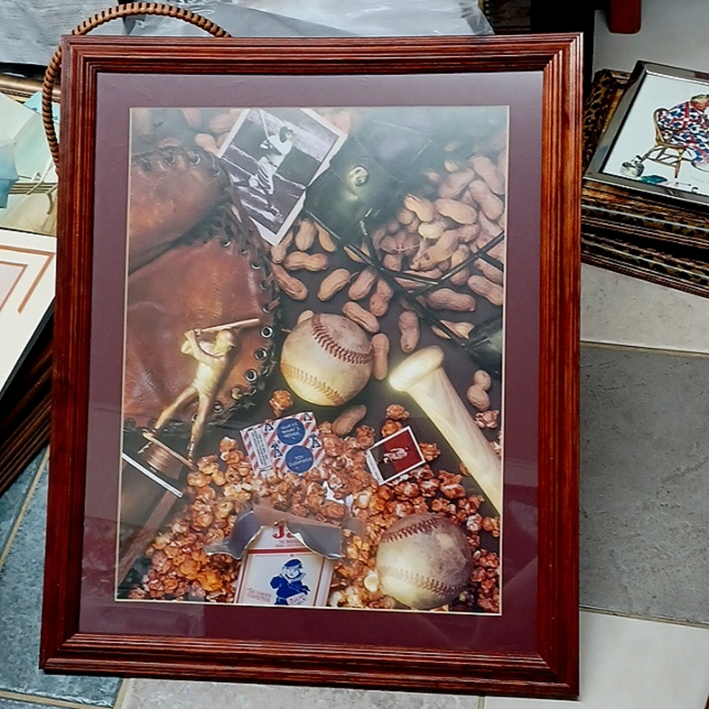 Baseball collage print matted & framed - Picture 1 of 4